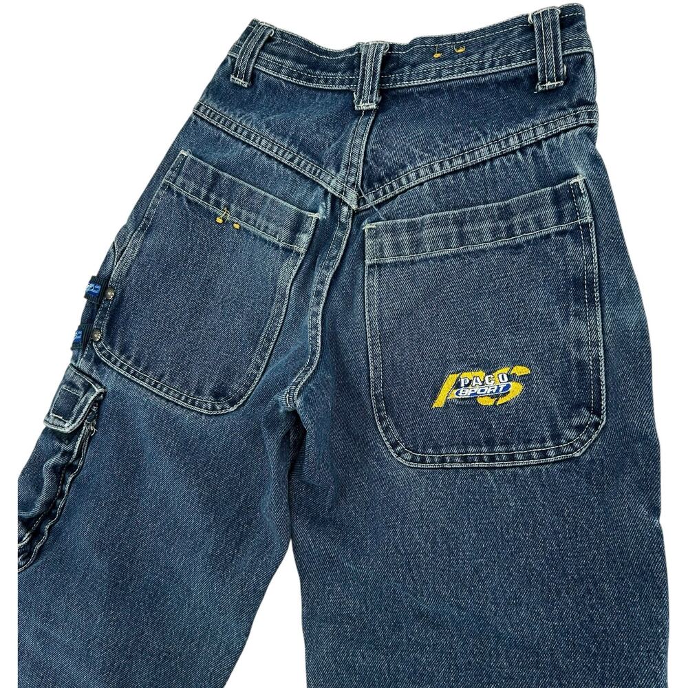 Vintage y2k Youth Kids Boys Paco Sport Cargo Carpenter Blue Denim Jeans Sz 6